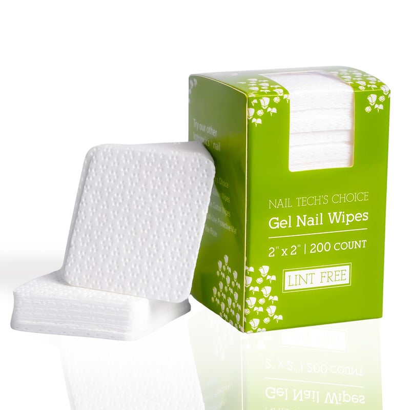 Intrinsics Nail Techâ€™s Choice â€“ 2x2â€ Lint-Free Gel Nail Wipes (200 Count), Non-Woven Disposable Pads for Gel Polish Removal, Nail Prep, Acrylic Cleanup, and Spa Use - Image 1